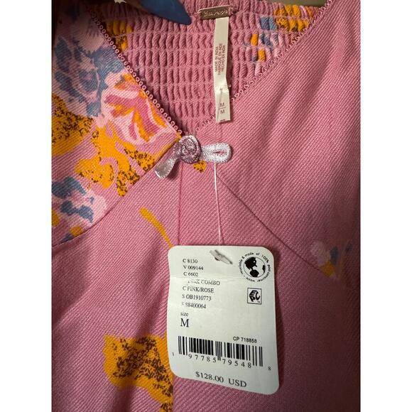 NWT Free People Adella Floral Mini Dress Pink Rose M Boho Cottagecore $128 - Picture 6 of 11